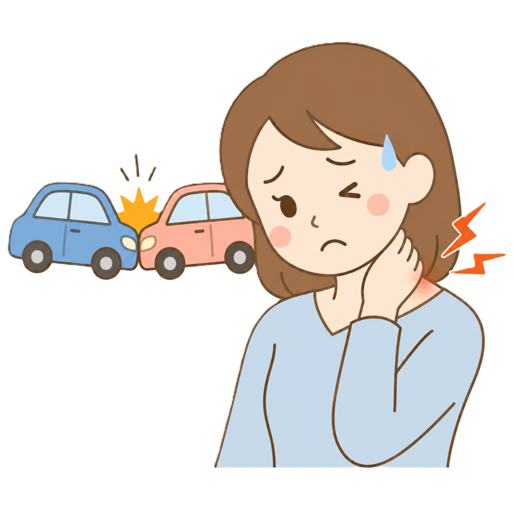 交通事故後の首や肩、腰の不調について相談できるイラスト