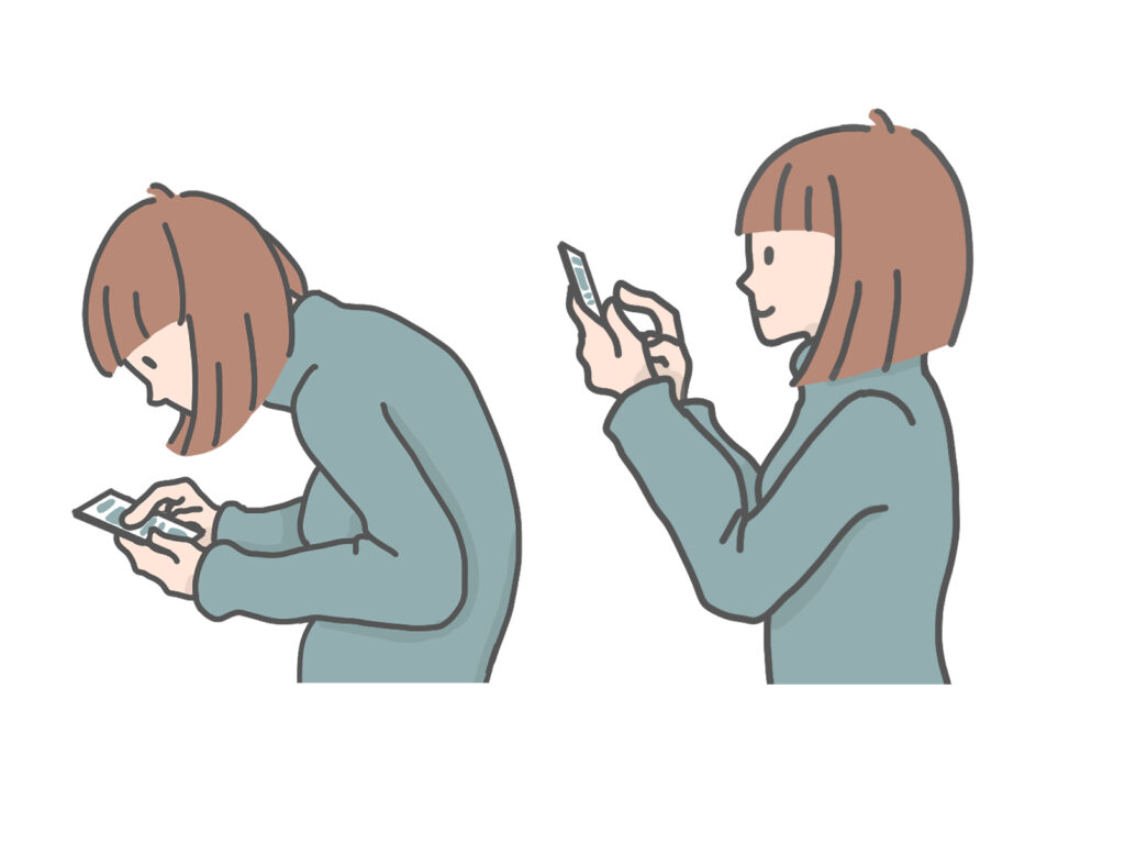 姿勢をなおしている女性
