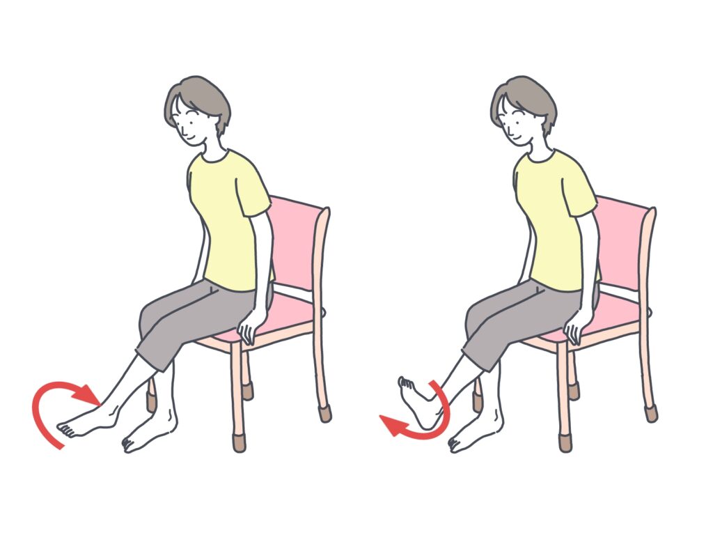 足首を回している女性